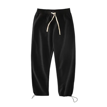 Yeni Moda Sweatpants Erkekler Streetwear Katı Düz Pantolon Erkek Sonbahar Rahat İpli Kravat Belli Pantolon Erkek Z288