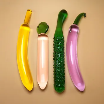 4 Stilleri Cam Anal Plug Muz Yapay Penis Meyve Sebze Yapay Penis Butt Plug Erotik Patlıcan Dildos Seks Oyuncakları Erkekler Kadınlar için