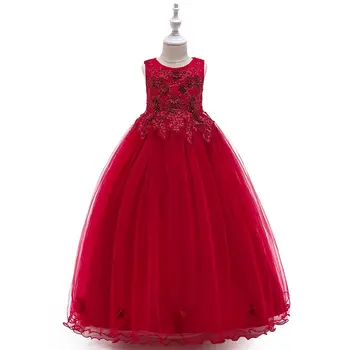 2021 Yaz Kızlar Uzun Nedime Elbisesi Zarif Çocuk Giysileri Çocuk Düğün Resmi Kız Parti Prenses Elbise 10 12 Yearsho