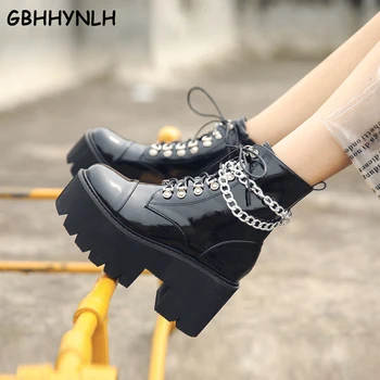 GBHHYNLH snowboots Kadın patik Sonbahar Çizmeler Bayan Tıknaz kürk bootswomen yarım çizmeler sıkışmış güz ayakkabı günlük çizmeler LJA875