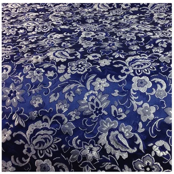 Çin İndigo Mavi Jakarlı Brokar Doku Kumaş Elbise, Dıy Dikiş Patchwork Kumaş Tela Malzemeleri, Boyutu: 45cm X 75cm
