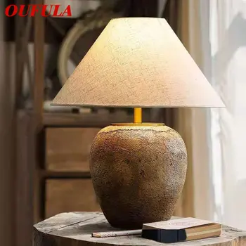 OUFULA Çin masa lambaları LED Yaratıcı Retro seramik saksı masa ışığı Ev Oturma Odası Otel Kulübü Süs Dekor