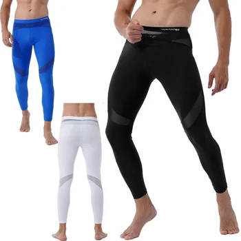 Erkekler Yoga Pantolon tam örgü Patchwork Egzersiz Spor Pantolon Moda Rahat Nefes Orta Bel Tayt Spor dar pantolon 3