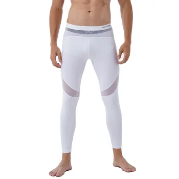 Erkekler Yoga Pantolon tam örgü Patchwork Egzersiz Spor Pantolon Moda Rahat Nefes Orta Bel Tayt Spor dar pantolon 5