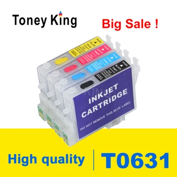 Toney Kral T0631 İçin Doldurulabilir Mürekkep Kartuşu Epson Stylus C67 C87 C87 Artı CX3700 CX4100 CX4700 CX5700F CX7700 Yazıcı