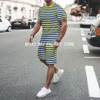 Yaz erkek Eşofman günlük t-Shirt şort takımı Spor koşu elbisesi moda Kıyafet Büyük Boy Giyim Erkek Açık Streetwear