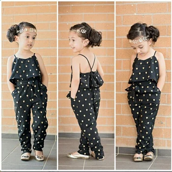 Moda Yaz Çocuk Kız giyim setleri Pamuk Kolsuz Polka Dot Askı Kız Tulum Giyim Setleri Kıyafetler Çocuk Takım Elbise