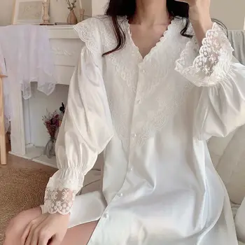 Beyaz Elbise Kadın Dantel Nightie Nakış Şifon Seksi Kıyafeti Ücretsiz Kargo Yaz Ev Giysileri Gecelik Gömlek