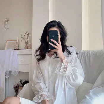 Beyaz Elbise Kadın Dantel Nightie Nakış Şifon Seksi Kıyafeti Ücretsiz Kargo Yaz Ev Giysileri Gecelik Gömlek 1