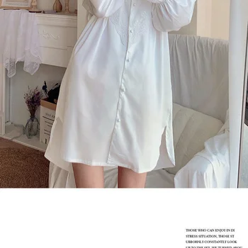 Beyaz Elbise Kadın Dantel Nightie Nakış Şifon Seksi Kıyafeti Ücretsiz Kargo Yaz Ev Giysileri Gecelik Gömlek 4