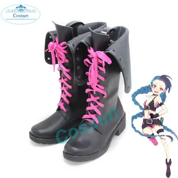 Oyun LOL Uğursuzluk Cosplay Ayakkabı PU deri ayakkabı Cadılar Bayramı Karnaval Çizmeler Cosplay Sahne Custom Made Cadılar Bayramı cosplay çizmeler