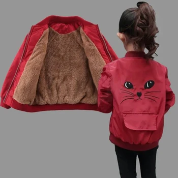 Kış Çocuklar Kalın Kadife Ceketler Ceket Kızlar için Sevimli Hayvan Standı Yaka Sıcak Palto Toddler Büyük Kızlar Giyim 6 8 10 12 Yıl