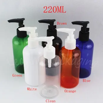 Süngü Pompalı 220ML Yuvarlak Plastik Şişe, 220CC Losyon / Şampuan Ambalaj Şişesi, Boş Kozmetik Kabı ( 24 adet / grup )
