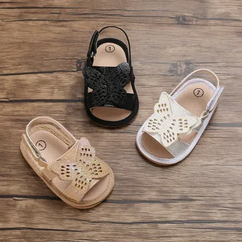 Yenidoğan Bebek Yumuşak Taban Anti Kayma Sandalet Açık Flats Ayakkabı Yaz Toddler Plaj PU Deri İlk Yürüteç 0-18 Ay