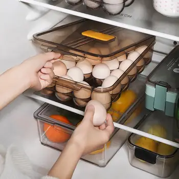 Yumurta saklama kutusu Buzdolabı Kaplı Taze tutma Kutusu Mutfak Anti Düşen Yumurta Özel Bitirme 24 Bölmeli Yumurta Tepsisi