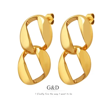G & D Avrupa ve Amerika INS Moda Kişilik Modern Stil Altın Renk Kaplama 8 Şekil Küpe Kadınlar Takı Hediye için solmayan