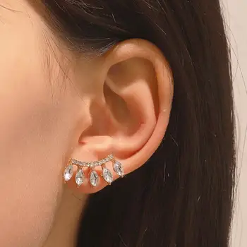 Ins Sevimli Yaratıcı Retro Basit Zarif Rhinestone Kulak Çıtçıt Charm Metal küpeler Kristal Küpe Kadınlar Takı Hediye İçin