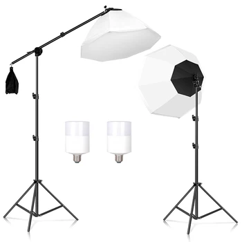 SH Softbox aydınlatma kitleri sekizgen şemsiye fotoğraf ışık kiti sürekli aydınlatma sistemi için E27 fotoğraf stüdyosu ile taşıma çantası