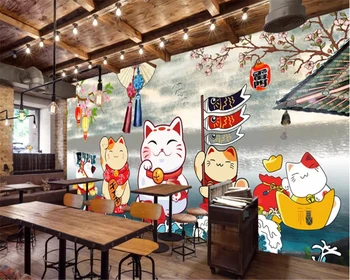 beibehang Özel boyut retro Japon tarzı suşi restoran restoran dekorasyon boyama duvar kağıdı papel de parede 3d behang 2