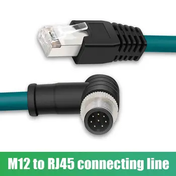 M12 to RJ45 Bir Kodlama Kablosu Konektörü M12 8Pin Erkek Ethernet Endüstriyel Kamera Sensörü Ağ Hattı IP67 rj45 to M12 Kalkan Kablosu