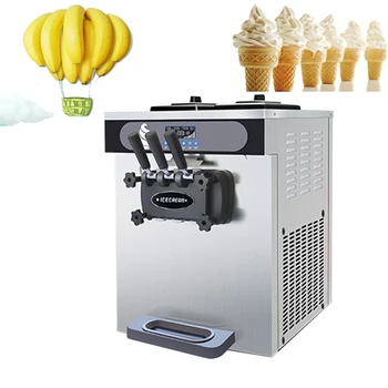 Masaüstü Yumuşak Dondurma Makinesi 3 Tatlar Ticari Dondurma rulo makinesi Yoğurt Yapma otomat