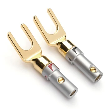 8 ADET Y Tipi Altın Kaplama Bakır Muz Fiş Hoparlör Adaptörü kablo tel Connectors1