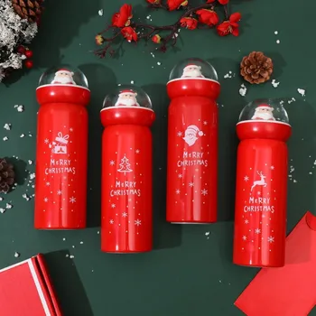Noel Kupa Yalıtımlı Fincan Noel Baba Figürleri Paslanmaz Çelik Su Şişesi kar küresi Drinkware Kahve Kupa Şişesi Noel Hediyesi