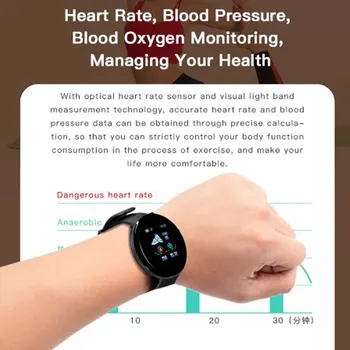 2022 D18 akıllı saat Erkekler Kadınlar Kalp Hızı Saati Kan Basıncı Monitörü Akıllı Spor Su Geçirmez akıllı saat IOS Android için