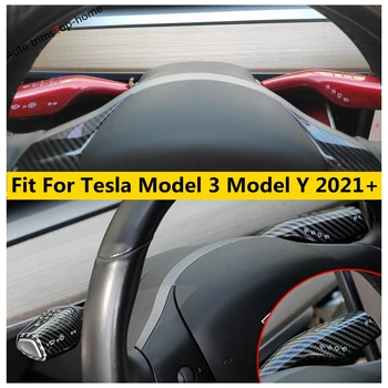 Tesla Modeli 3 Model Y 2021 2022 direksiyon vites Kolu Vites Kapağı Trim ABS Karbon Fiber / Kırmızı İç Dekor Aksesuarları