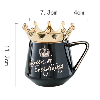 Sıcak satış Kraliçe Her Şeyin Kupa Taç Kapak ve Kaşık Seramik Kahve Fincanı Hediye Kız Arkadaşı için Eşi dropshipping