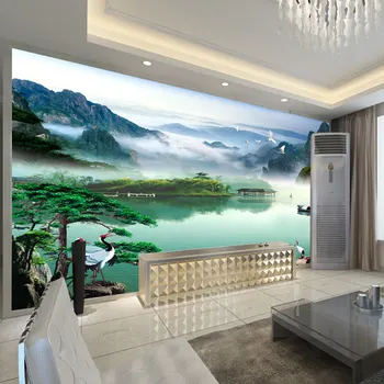 beibehang modern Çin manzara resim çalışma ofisi para kazanmak akan zemin duvar kağıdı 3D stereoskopik duvar kağıdı duvar