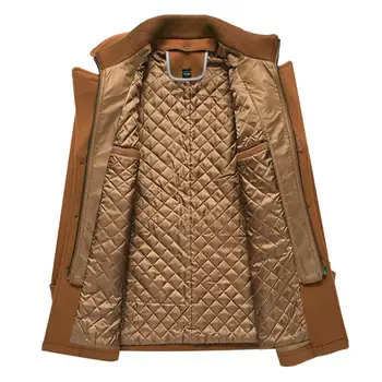 Popüler Sonbahar Kış Orta Uzunlukta Yün Ceket Erkekler Rüzgarlık Sıcak Erkek Rüzgarlık Yaka Standı Çift Yaka Günlük Giyim