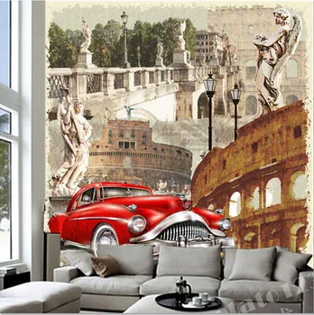 En son 3D duvar resimleri, Avrupa ve Amerikan retro dekoratif boyama papel de parede oturma odası kanepe TV duvar yatak odası duvar kağıdı.