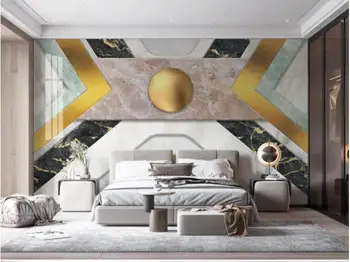 Geometrik Mermer Duvar HD Baskı Duvar Kağıtları Fotoğraf Duvar Kağıdı Duvar Resimleri için Oturma Odası Yatak Odası Su Geçirmez yapışkan kağıt Altın Siyah