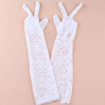 Yüksek Kalite Yeni Moda Dantel Sequins Dirsek Gelin Düğün Eldiven Beyaz Lüks Seksi Gelin Eldiven Parmaksız Düğün Aksesuarları