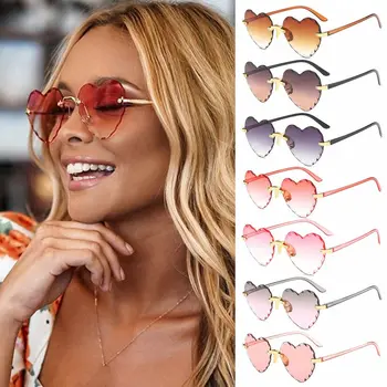 Trendy parti Cosplay gözlük kalp güneş gözlüğü tonları kadın güneş gözlüğü aşk kalp güneş gözlüğü