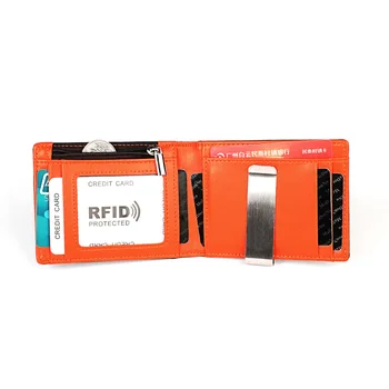 Erkek Hakiki Deri küçük cüzdan Retro Cüzdan Dolar Klip RFID Çok Fonksiyonlu Cüzdan kart tutucu Para Çantası 1