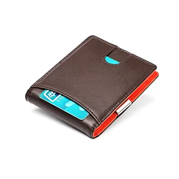 Erkek Hakiki Deri küçük cüzdan Retro Cüzdan Dolar Klip RFID Çok Fonksiyonlu Cüzdan kart tutucu Para Çantası 3