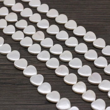 Doğal Beyaz Kabuk Boncuk Moda Kalp Şekli İmitasyon İnci Kabuk Gevşek Boncuklu Takı Yapımı için DIY Kolye Bilezik 15mm