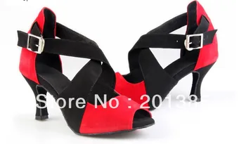 2013 Yeni Kırmızı Kadife kadının Balo Salonu Dans Ayakkabıları Ücretsiz kargo Salsa Ayakkabı Boyutu 4-10 1
