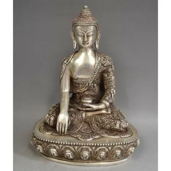 Tibet Gümüş Bronz sakyamuni Buda