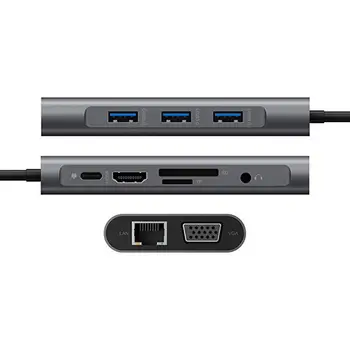 Çok Portlu USB Splitter USB Tip C Adaptörü USB C Yerleştirme istasyonu 3 USB Bağlantı Noktasıdaha Fazla C Tipi Cihaz için Ethernet Adaptörü. 4