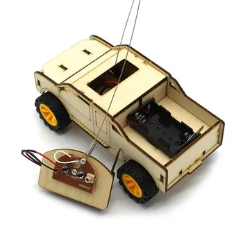 Uzaktan kumanda kamyonet çocuk yaratıcı oyuncaklar dıy ahşap el yapımı küçük buluş elektrikli model araba malzemesi 5