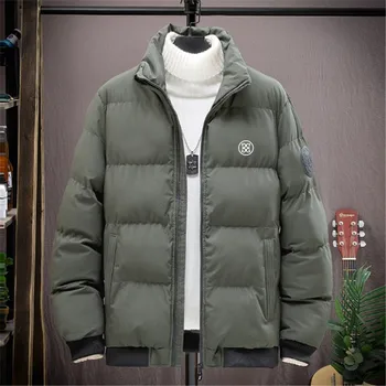 Kış erkek Golf Ceketleri Standı Yaka Moda Trendi Rahat Rüzgarlık Kore Erkek Golf kıyafeti Kalınlaşmak Sıcak Tutmak Pamuk Aşağı Palto 3