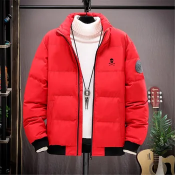 Kış erkek Golf Ceketleri Standı Yaka Moda Trendi Rahat Rüzgarlık Kore Erkek Golf kıyafeti Kalınlaşmak Sıcak Tutmak Pamuk Aşağı Palto 4