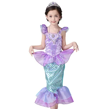Kız Prenses Küçük Denizkızı Ariel Elbise Çocuklar Cosplay Charm Kostüm Çocuk Karnaval Doğum Günü parti giysileri yaz elbisesi Kızlar 0