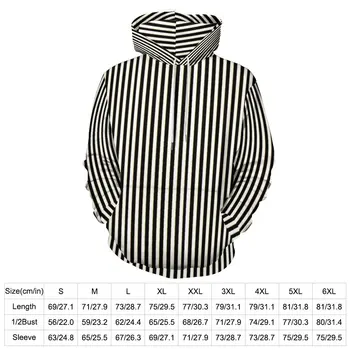 Dikey Çizgili Gevşek Hoodies Siyah Beyaz Çizgiler Komik Hoodie Unisex Uzun Kollu Büyük Boy Sokak Stili Grafik Giyim 1
