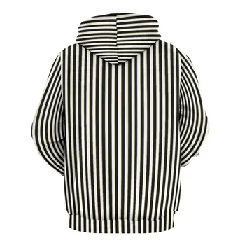 Dikey Çizgili Gevşek Hoodies Siyah Beyaz Çizgiler Komik Hoodie Unisex Uzun Kollu Büyük Boy Sokak Stili Grafik Giyim 2