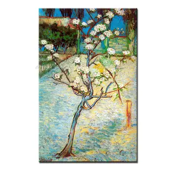 Arthyx El Boyalı Blossoming Armut Ağacı Vincent Van Gogh Yağlıboya Tuval Duvar Sanatı Resimleri Için Oturma Odası Ev dekor