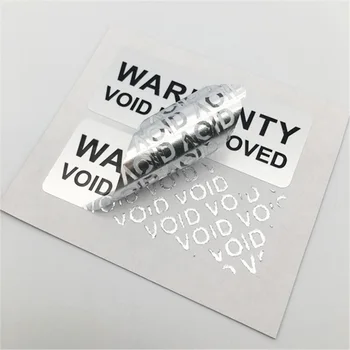 1000 ADET gümüş anti sökme etiket Gözyaşı geçersiz etiket Ürün ambalajı tek kullanımlık GEÇERSİZ conta etiket sahteciliğe karşı etiket